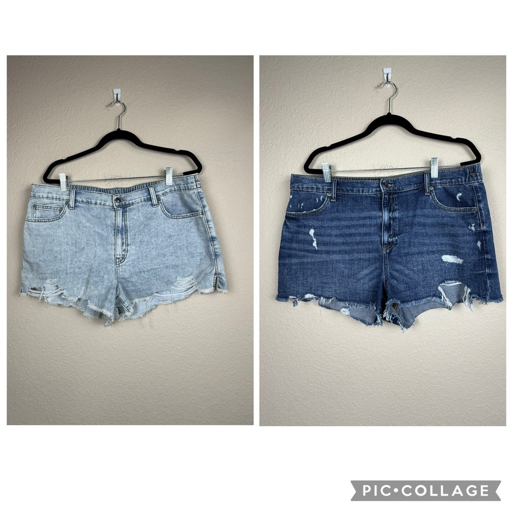 2 Pair Aerie Distressed Daydream Cutoff Denim Shorts Light and Dark Wash Size XL